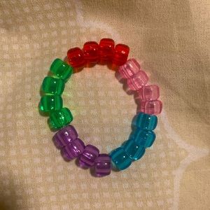 Blue, purple, pink, green, red bracelet